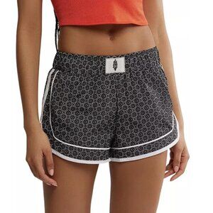 FP Movement Women's Varsity Blues Printed Shorts Black and White Floral Large